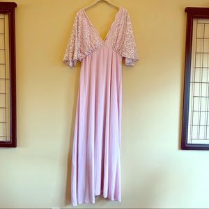 Lace top v cut dress